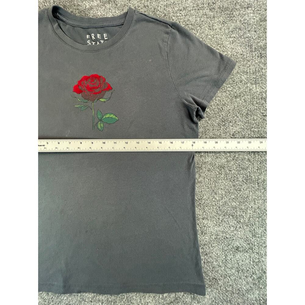 Free State XL Gray Rose Graphic T Shirt Womens Short Sleeve Floral Casual Tee - Picture 6 of 8